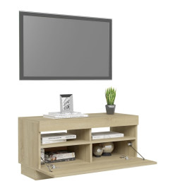 Meuble TV avec lumières LED chêne sonoma 80x35x40 cm