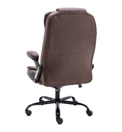 Chaise de bureau marron foncé similicuir daim