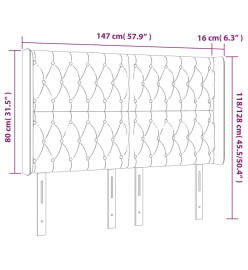 Tête de lit à LED Taupe 147x16x118/128 cm Tissu
