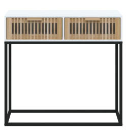 Table console blanc 80x30x75 cm bois d'ingénierie et fer