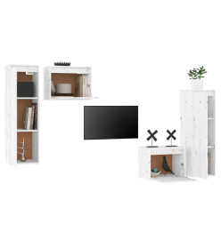 Meubles TV 4 pcs Blanc Bois massif de pin