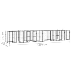 Chenil extérieur Acier avec toit 24,2 m²