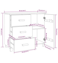 Buffet HAMAR Blanc 90x40x80 cm Bois massif de pin