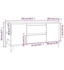 Meuble TV Blanc 102x44,5x50 cm Bois d'ingénierie