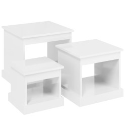 Tables gigognes 3 pcs blanc brillant bois d'ingénierie