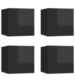 Meubles TV muraux 4 pcs Noir brillant 30,5x30x30 cm