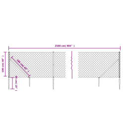 Clôture à mailles losangées avec ancrage anthracite 1x25 m