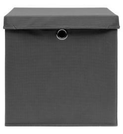 Boîtes de rangement avec couvercle 4 pcs Gris 32x32x32 cm Tissu