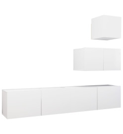 Ensemble de meuble TV 4 pcs Blanc Aggloméré