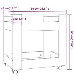 Chariot de bureau Chêne fumé 60x45x60 cm Bois d'ingénierie