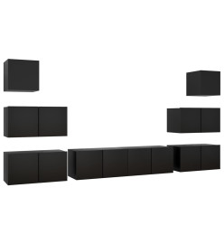 Ensemble de meuble TV 8 pcs Noir Aggloméré