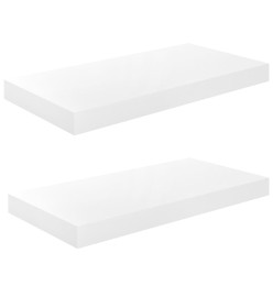 Étagère murale flottante 2 pcs Blanc brillant 50x23x3,8 cm MDF