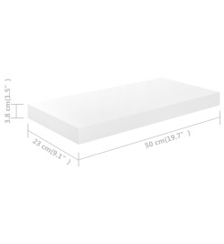 Étagère murale flottante 2 pcs Blanc brillant 50x23x3,8 cm MDF