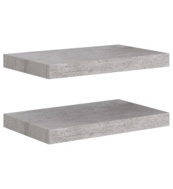 Étagères murales flottantes 2 pcs Gris béton 40x23x3,8 cm MDF