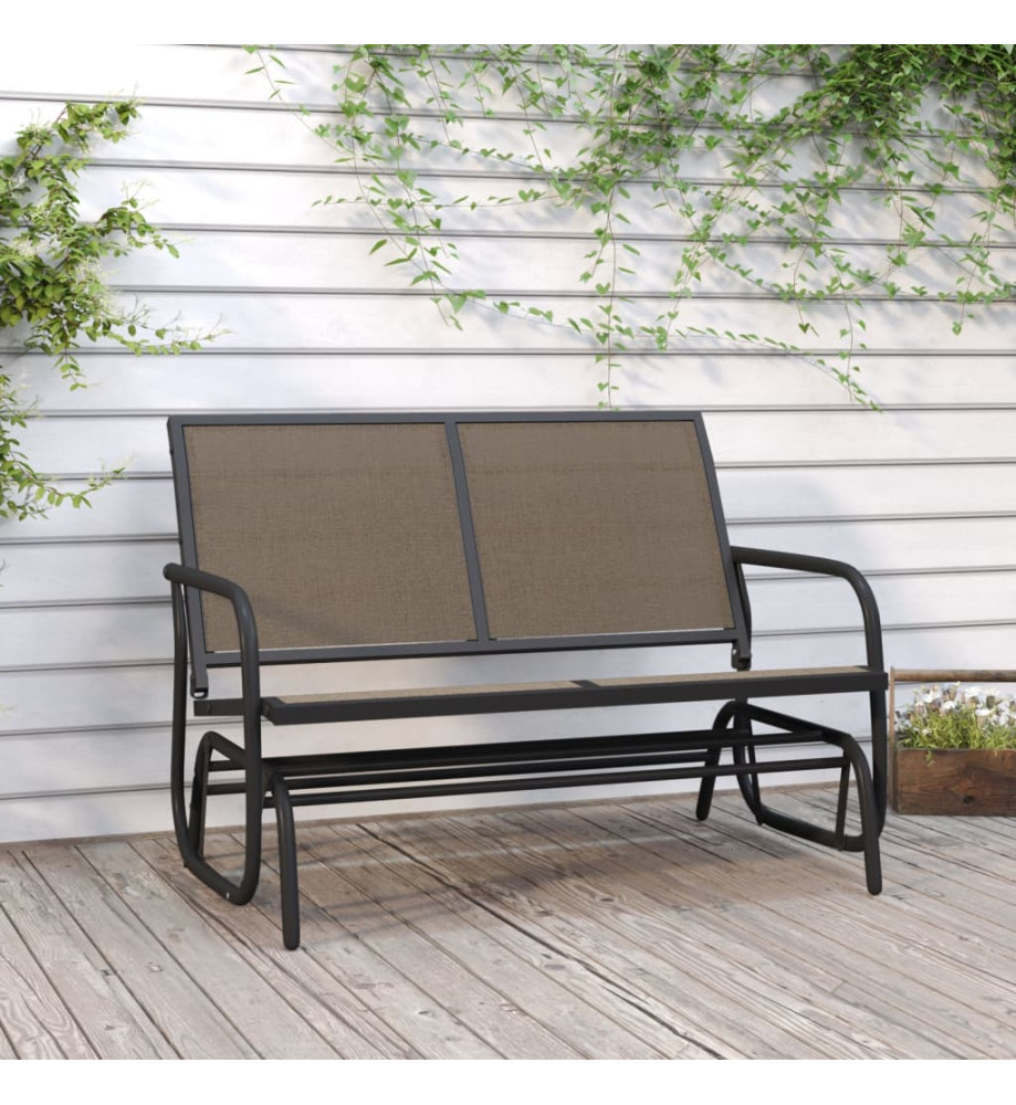 Banc oscillant de jardin marron 120,5x76x86,5cm textilène/acier