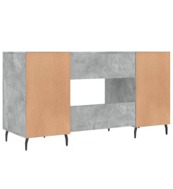 Bureau gris béton 140x50x75 cm bois d'ingénierie