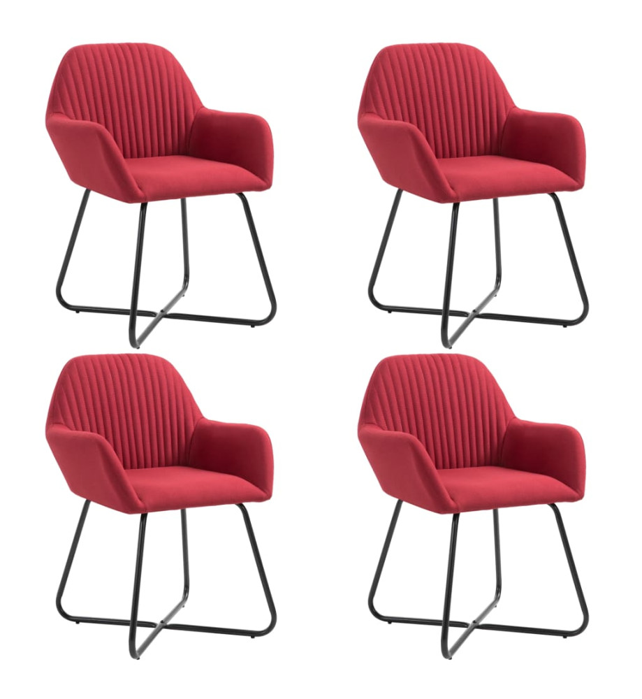 Chaises à manger lot de 4 rouge bordeaux tissu