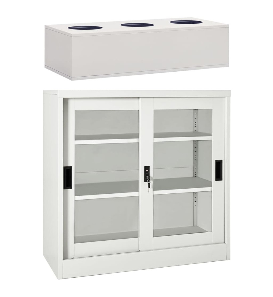 Armoire à portes coulissantes avec jardinière Gris clair Acier