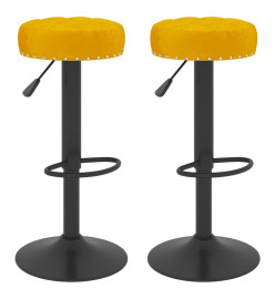 Tabourets de bar 2 pcs Jaune moutarde Velours