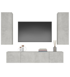 Ensemble de meubles TV 4 pcs Gris béton Bois d'ingénierie