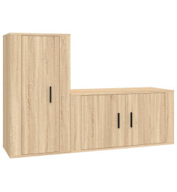 Ensemble de meubles TV 2 pcs chêne sonoma bois d'ingénierie