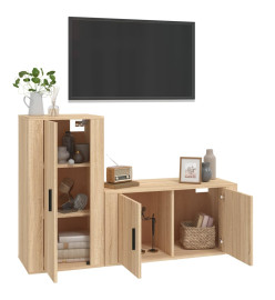 Ensemble de meubles TV 2 pcs chêne sonoma bois d'ingénierie