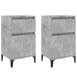 Tables de chevet 2 pcs gris béton 40x35x70 cm