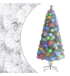 Sapin de Noël artificiel avec LED Blanc 150 cm Fibre optique