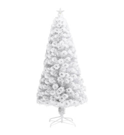 Sapin de Noël artificiel avec LED Blanc 150 cm Fibre optique