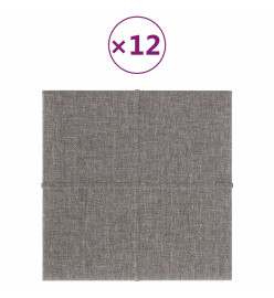 Panneaux muraux 12 pcs Gris clair 30x30 cm Tissu 1,08 m²