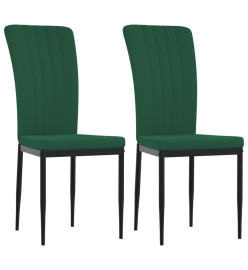 Chaises à manger lot de 2 Vert foncé Velours