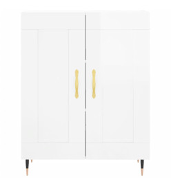 Buffet Blanc brillant 69,5x34x90 cm Bois d'ingénierie