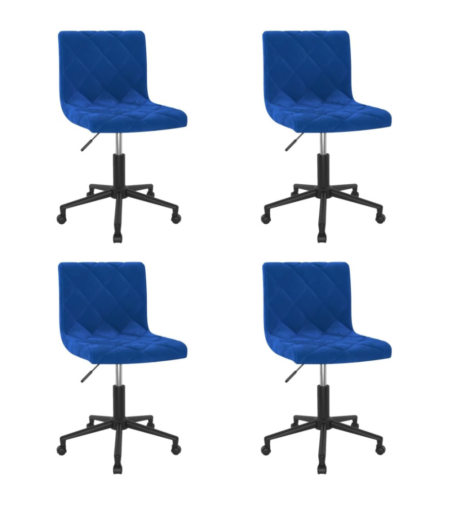 Chaises pivotantes à manger lot de 4 bleu velours