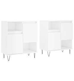 Buffets 2 pcs blanc brillant bois d'ingénierie