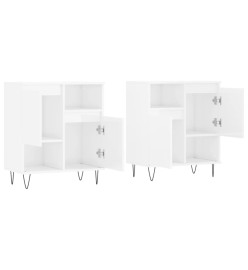 Buffets 2 pcs blanc brillant bois d'ingénierie