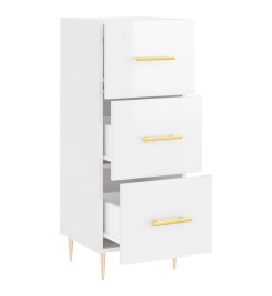 Buffet Blanc brillant 34,5x34x90 cm Bois d'ingénierie