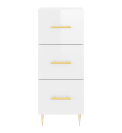 Buffet Blanc brillant 34,5x34x90 cm Bois d'ingénierie