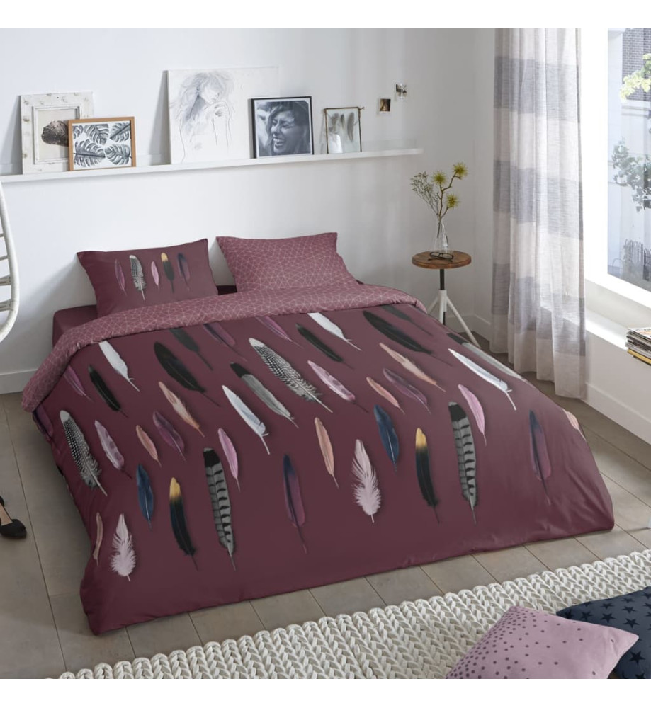 Good Morning Housse de couette FEATHERS 200x200/220 cm Bordeaux