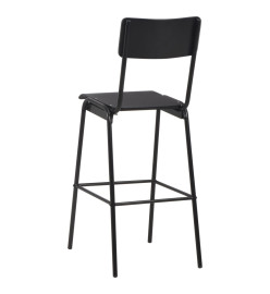 Chaises de bar lot de 2 noir contreplaqué solide et acier