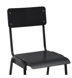 Chaises de bar lot de 2 noir contreplaqué solide et acier