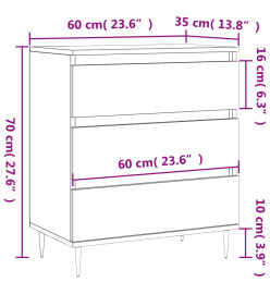 Buffet Chêne marron 60x35x70 cm Bois d'ingénierie