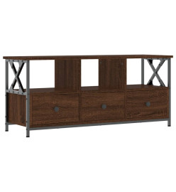 Meuble TV chêne marron 102x33x45 cm bois d'ingénierie et fer