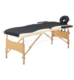 Table de massage pliable 2 zones Bois Noir et beige