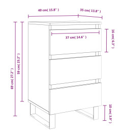 Tables de chevet 2 pcs chêne marron 40x35x69 cm bois ingénierie