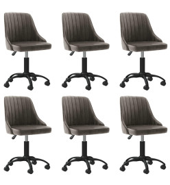 Chaises pivotantes à manger lot de 6 gris foncé velours