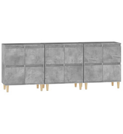 Buffets 3 pcs gris béton 60x35x70 cm bois d'ingénierie