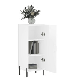 Buffet Blanc brillant 34,5x34x90 cm Bois d'ingénierie