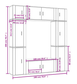 Ensemble de meubles TV 8 pcs Noir Bois d'ingénierie