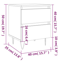 Table de chevet chêne marron 40x35x50 cm bois d’ingénierie