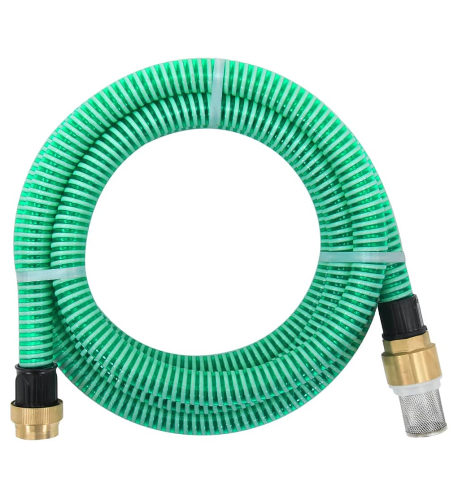 Tuyau d'aspiration avec raccords en laiton vert 1,1" 25 m PVC